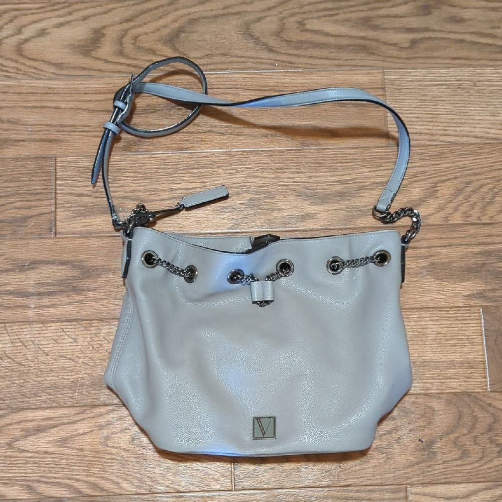 Victoria's Secret Gray Shoulder Bag with Slouchy Shape and Silver Hardware